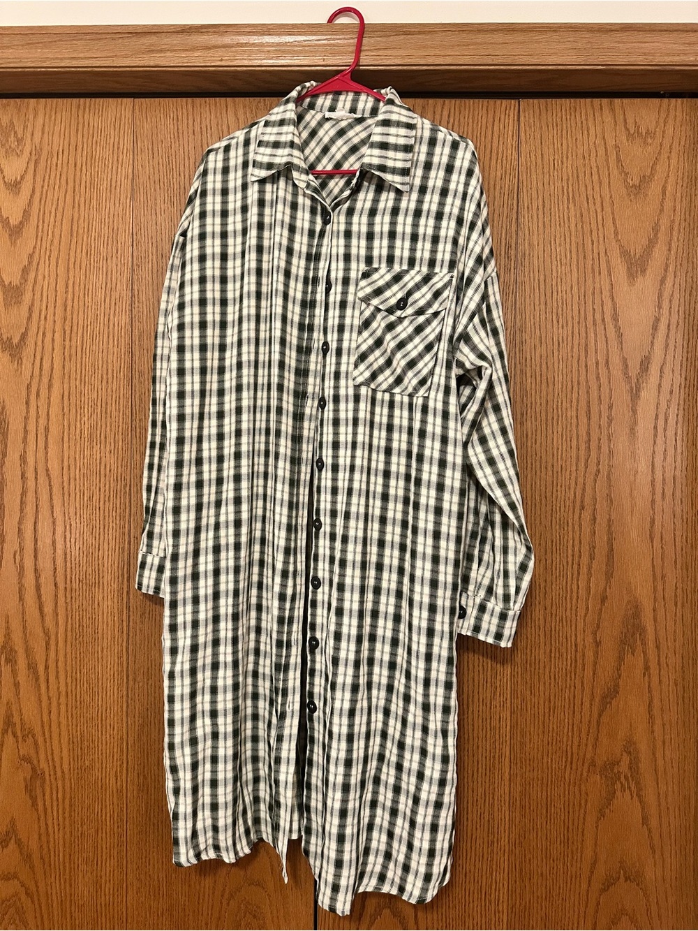 FSL Apparel Green and Cream Plaid Button-Up Shirt